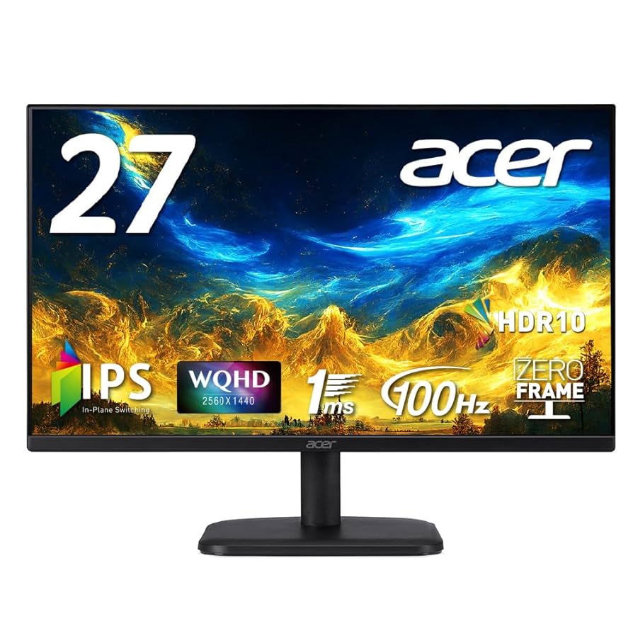 エイサー　acer 27インチ WQHD モニター　ディスプレイ Amazon.co.jp: Acer 27インチ WQHD IPS 非光沢 120Hz 1ms(VRB